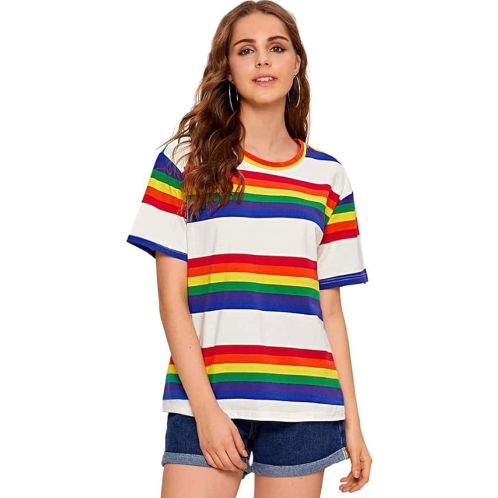 Sweatyrocks || Rainbow Striped Tee